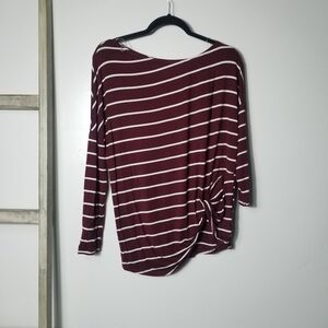 NWOT WHITE BIRCH WOMEN'S STRIPED MAROON AND WHITE WOMEN'S BLOUSE SIZE MEDIUM